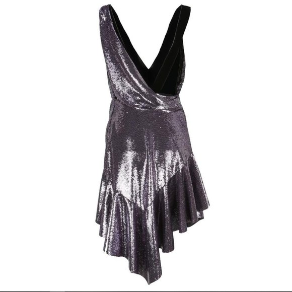 Philosophy Di Lorenzo Serafini IT 40 $1,395 sequined Ruffle Purple Dress NEW - Picture 6 of 9